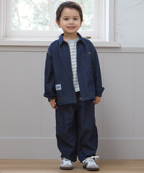 petit main(プティマイン)の「【Lee】バルーンパンツ(デニムパンツ・キッズ・ネイビー/ストライプ・110cm/80cm/130cm/100cm/90cm/120cm)」の1枚目の写真