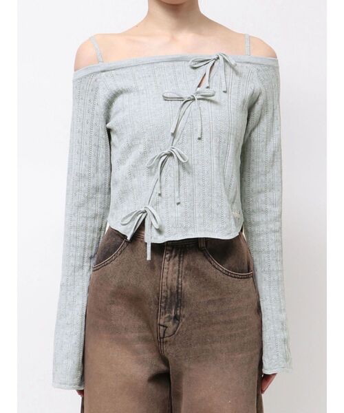 EMODA（エモダ）の「ホールリボン2WAYニット（ニット/セーター・レディース・レッド/ホワイト/グレー・FREE）」の17枚目の写真