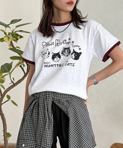 CPCM（シーピーシーエム）の「スラブリンガーT（Tシャツ/カットソー・レディース・ブラウン/ピンク/オフホワイト/ネイビー・FREE）」の5枚目の写真