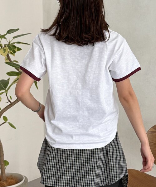 CPCM（シーピーシーエム）の「スラブリンガーT（Tシャツ/カットソー・レディース・ブラウン/ピンク/オフホワイト/ネイビー・FREE）」の7枚目の写真