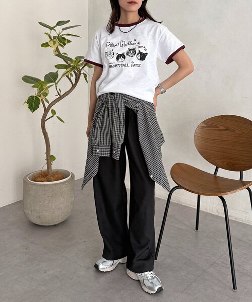 CPCM（シーピーシーエム）の「スラブリンガーT（Tシャツ/カットソー・レディース・ブラウン/ピンク/オフホワイト/ネイビー・FREE）」の9枚目の写真