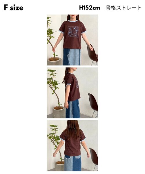 CPCM（シーピーシーエム）の「スラブリンガーT（Tシャツ/カットソー・レディース・ブラウン/ピンク/オフホワイト/ネイビー・FREE）」の17枚目の写真