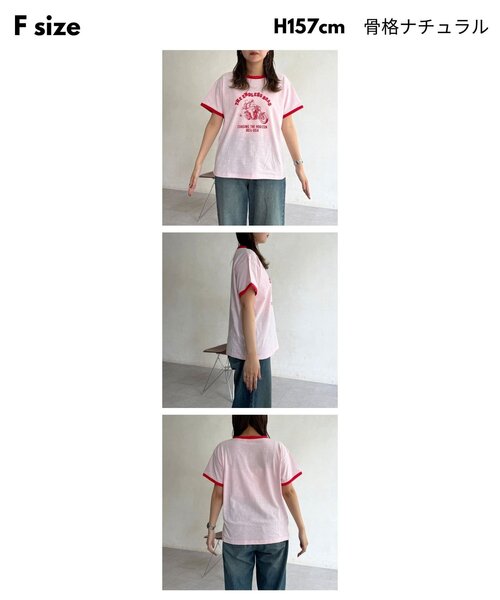 CPCM（シーピーシーエム）の「スラブリンガーT（Tシャツ/カットソー・レディース・ブラウン/ピンク/オフホワイト/ネイビー・FREE）」の18枚目の写真