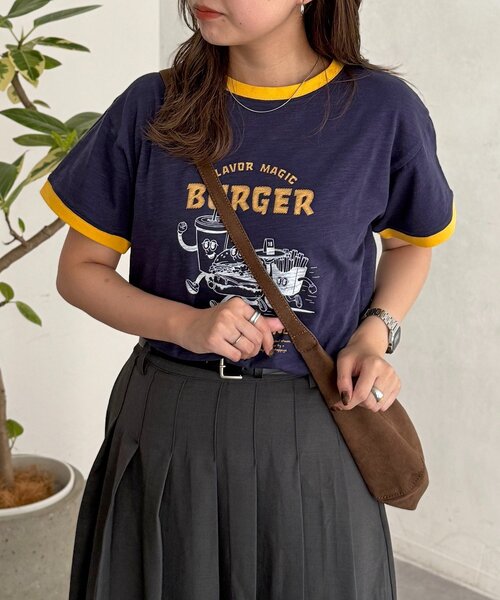 CPCM（シーピーシーエム）の「スラブリンガーT（Tシャツ/カットソー・レディース・ブラウン/ピンク/オフホワイト/ネイビー・FREE）」の20枚目の写真