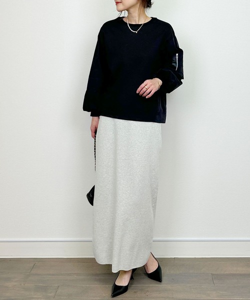 PICCIN（ピッチン）の「ポケット付きパフスリーブプルオーバー（Tシャツ/カットソー・レディース・オフホワイト/ブラック・M）」の8枚目の写真