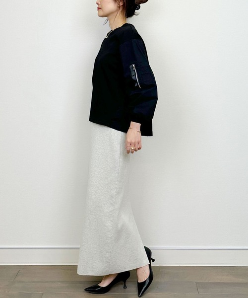 PICCIN（ピッチン）の「ポケット付きパフスリーブプルオーバー（Tシャツ/カットソー・レディース・オフホワイト/ブラック・M）」の9枚目の写真