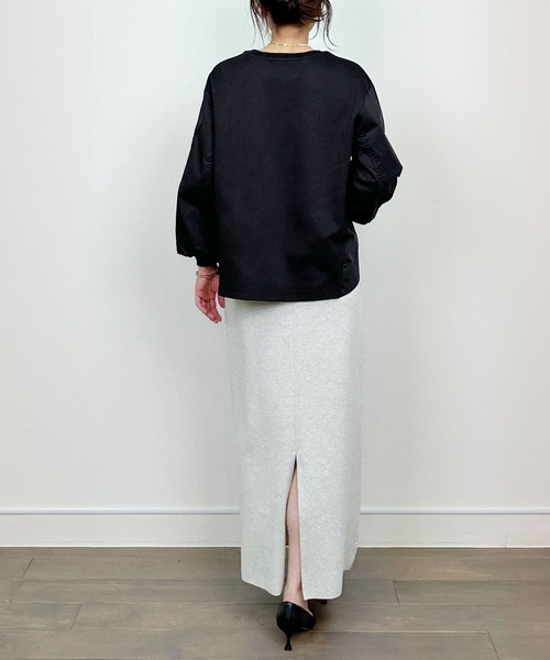 PICCIN（ピッチン）の「ポケット付きパフスリーブプルオーバー（Tシャツ/カットソー・レディース・オフホワイト/ブラック・M）」の10枚目の写真