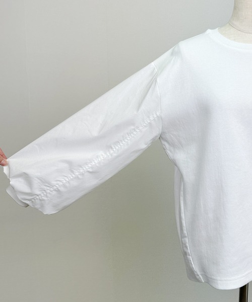 PICCIN（ピッチン）の「ポケット付きパフスリーブプルオーバー（Tシャツ/カットソー・レディース・オフホワイト/ブラック・M）」の13枚目の写真