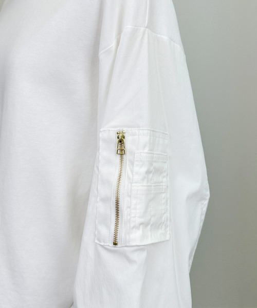 PICCIN（ピッチン）の「ポケット付きパフスリーブプルオーバー（Tシャツ/カットソー・レディース・オフホワイト/ブラック・M）」の15枚目の写真