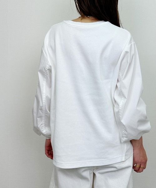 PICCIN（ピッチン）の「ポケット付きパフスリーブプルオーバー（Tシャツ/カットソー・レディース・オフホワイト/ブラック・M）」の3枚目の写真