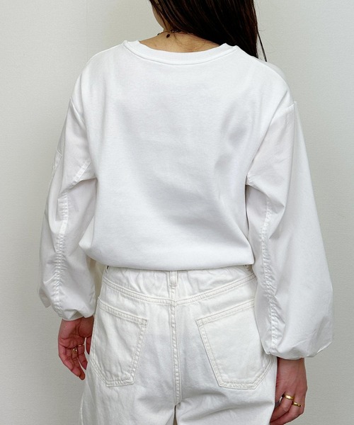 PICCIN（ピッチン）の「ポケット付きパフスリーブプルオーバー（Tシャツ/カットソー・レディース・オフホワイト/ブラック・M）」の21枚目の写真