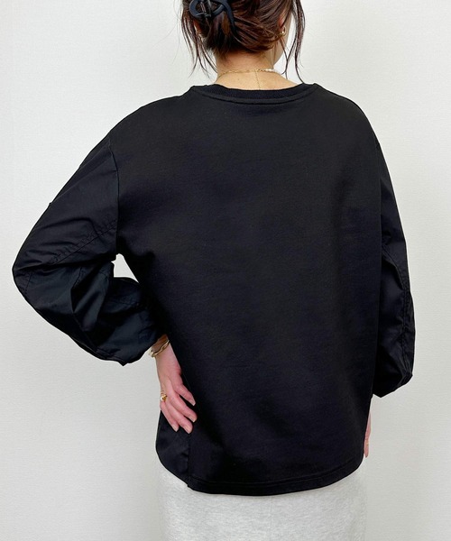 PICCIN（ピッチン）の「ポケット付きパフスリーブプルオーバー（Tシャツ/カットソー・レディース・オフホワイト/ブラック・M）」の6枚目の写真