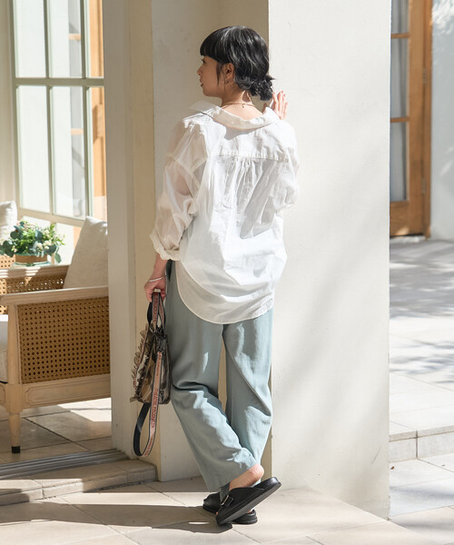 FREAK'S STORE(フリークスストア)の「インドボイル 長袖 シアーシャツ/ストライプシャツ/チェックシャツ(シャツ/ブラウス・レディース・その他/コーラルピンク/チャコール/オフホワイト/ブルー・SMALL/MEDIUM)」の7枚目の写真