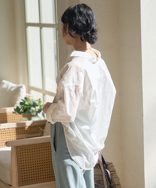 FREAK'S STORE(フリークスストア)の「インドボイル 長袖 シアーシャツ/ストライプシャツ/チェックシャツ(シャツ/ブラウス・レディース・その他/コーラルピンク/チャコール/オフホワイト/ブルー・SMALL/MEDIUM)」の13枚目の写真