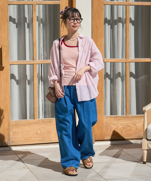 FREAK'S STORE(フリークスストア)の「インドボイル 長袖 シアーシャツ/ストライプシャツ/チェックシャツ(シャツ/ブラウス・レディース・その他/コーラルピンク/チャコール/オフホワイト/ブルー・SMALL/MEDIUM)」の19枚目の写真