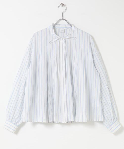 URBAN RESEARCH DOORS（アーバンリサーチドアーズ）の「ストライプリボンフレアブラウス｜春服/キレイめ/オフィスカジュアル/通勤（シャツ/ブラウス・レディース・オフホワイト/ブルー系その他・FREE）」の10枚目の写真