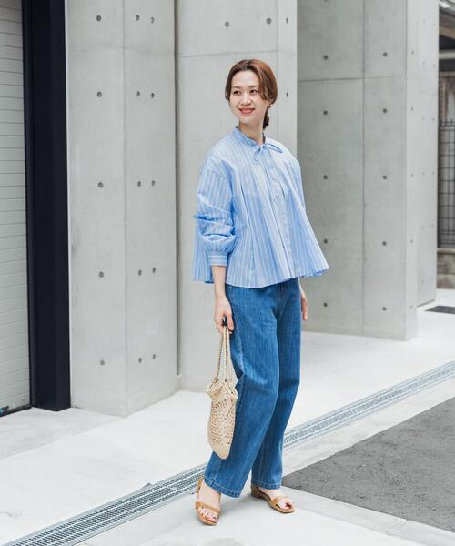 mideal ストライプリボントップス mideal（マイディール）の「stripe ribbon tops / ストライプリボン