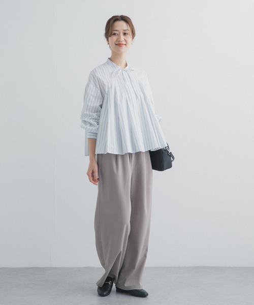 URBAN RESEARCH DOORS（アーバンリサーチドアーズ）の「ストライプリボンフレアブラウス（シャツ/ブラウス・レディース・オフホワイト/ブルー系その他・FREE）」の9枚目の写真