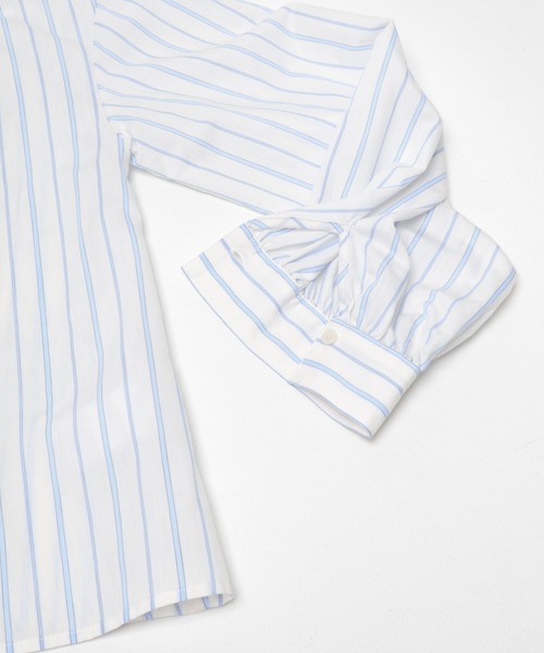 URBAN RESEARCH DOORS（アーバンリサーチドアーズ）の「ストライプリボンフレアブラウス（シャツ/ブラウス・レディース・オフホワイト/ブルー系その他・FREE）」の11枚目の写真
