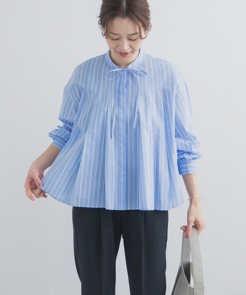 URBAN RESEARCH DOORS（アーバンリサーチドアーズ）の「ストライプリボンフレアブラウス（シャツ/ブラウス・レディース・オフホワイト/ブルー系その他・FREE）」の14枚目の写真