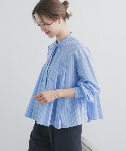 URBAN RESEARCH DOORS（アーバンリサーチドアーズ）の「ストライプリボンフレアブラウス（シャツ/ブラウス・レディース・オフホワイト/ブルー系その他・FREE）」の15枚目の写真