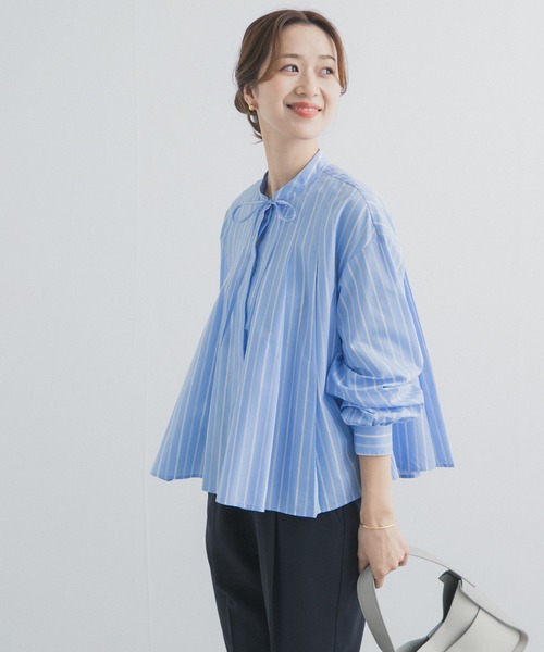 URBAN RESEARCH DOORS（アーバンリサーチドアーズ）の「ストライプリボンフレアブラウス（シャツ/ブラウス・レディース・オフホワイト/ブルー系その他・FREE）」の16枚目の写真