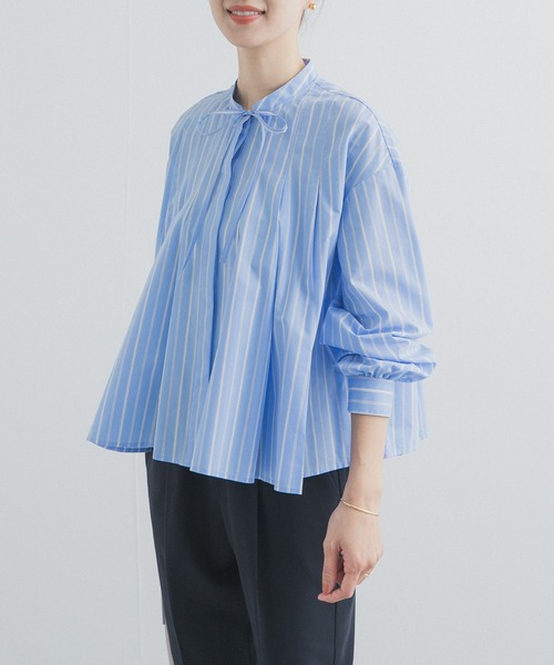 URBAN RESEARCH DOORS（アーバンリサーチドアーズ）の「ストライプリボンフレアブラウス（シャツ/ブラウス・レディース・オフホワイト/ブルー系その他・FREE）」の18枚目の写真