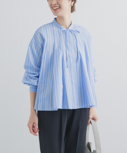 URBAN RESEARCH DOORS（アーバンリサーチドアーズ）の「ストライプリボンフレアブラウス（シャツ/ブラウス・レディース・オフホワイト/ブルー系その他・FREE）」の19枚目の写真