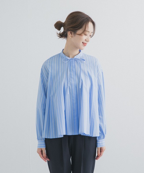URBAN RESEARCH DOORS（アーバンリサーチドアーズ）の「ストライプリボンフレアブラウス（シャツ/ブラウス・レディース・オフホワイト/ブルー系その他・FREE）」の21枚目の写真