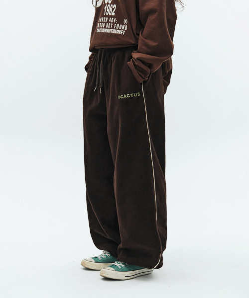 CACTUSDONUTMARKET(カクタスドーナツマーケット)の「Embroidery Piping Fleece Sweat Pants-Brown(スウェットパンツ・レディース・その他・LARGE)」の1枚目の写真