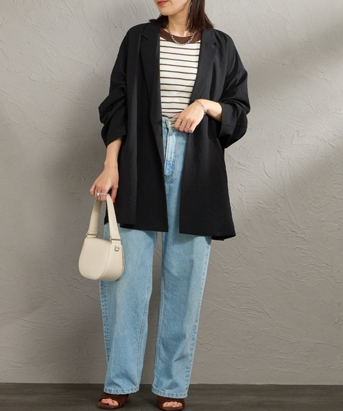 mizuiroind（ミズイロインド）の「[mizuiro ind/ミズイロインド] テーラード シャツジャケット（テーラードジャケット・レディース・ブラック・F）」の13枚目の写真