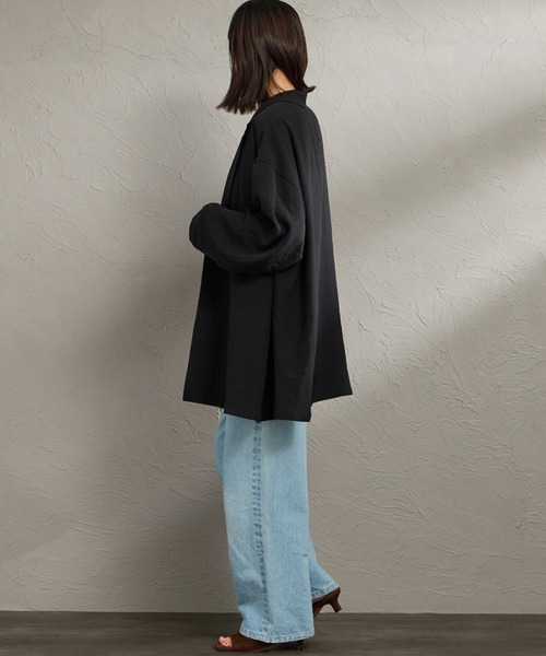 mizuiroind（ミズイロインド）の「[mizuiro ind/ミズイロインド] テーラード シャツジャケット（テーラードジャケット・レディース・ブラック・F）」の14枚目の写真