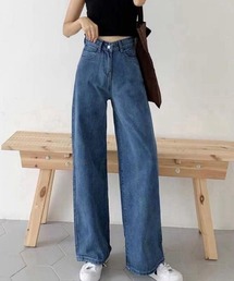 ハイウエスト ワイドストレートデニムパンツ