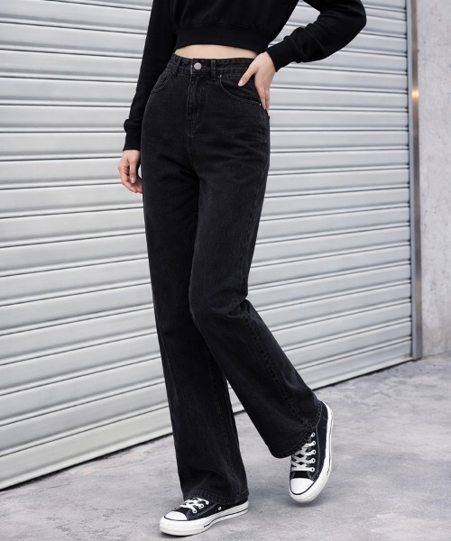 SallyLunn(サリーラン)の「ハイウエスト ワイドストレートデニムパンツ(デニムパンツ・レディース・グレー/ブラック/ライトブルー/ブルー・MEDIUM/LARGE)」の7枚目の写真