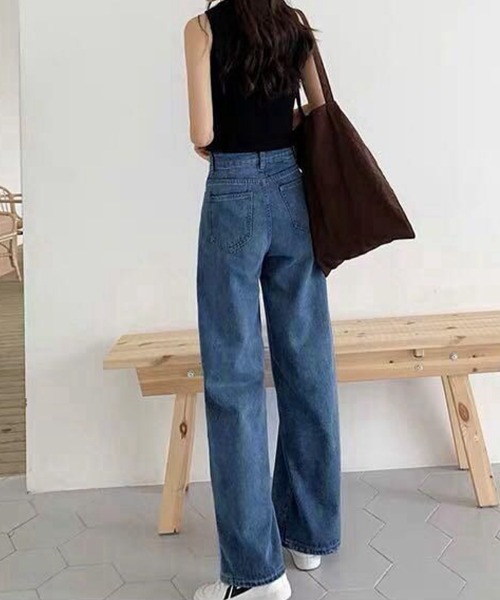 SallyLunn(サリーラン)の「ハイウエスト ワイドストレートデニムパンツ(デニムパンツ・レディース・グレー/ブラック/ライトブルー/ブルー・MEDIUM/LARGE)」の11枚目の写真