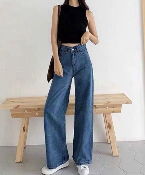 SallyLunn(サリーラン)の「ハイウエスト ワイドストレートデニムパンツ(デニムパンツ・レディース・グレー/ブラック/ライトブルー/ブルー・MEDIUM/LARGE)」の12枚目の写真