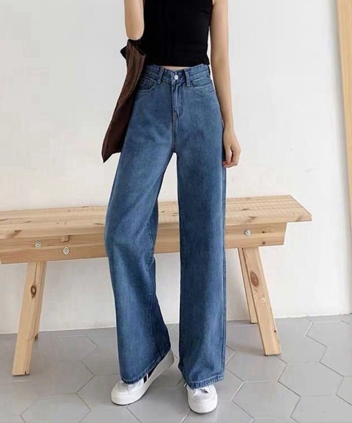 SallyLunn(サリーラン)の「ハイウエスト ワイドストレートデニムパンツ(デニムパンツ・レディース・グレー/ブラック/ライトブルー/ブルー・MEDIUM/LARGE)」の13枚目の写真