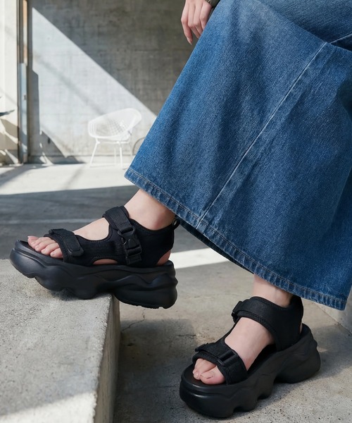 GERRY(ジェリー)の「【GERRY/ジェリー】軽量 ハイソール ベルクロストラップ サンダル WOMEN(サンダル・レディース・ベージュ/ブラック/ホワイト・M/S/L/LL)」の4枚目の写真