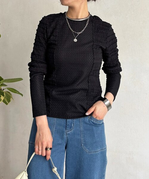 un dix cors（アンディコール）の「シュリンクカットソー（Tシャツ/カットソー・レディース・ブラック/オフホワイト/グレー・FREE）」の17枚目の写真