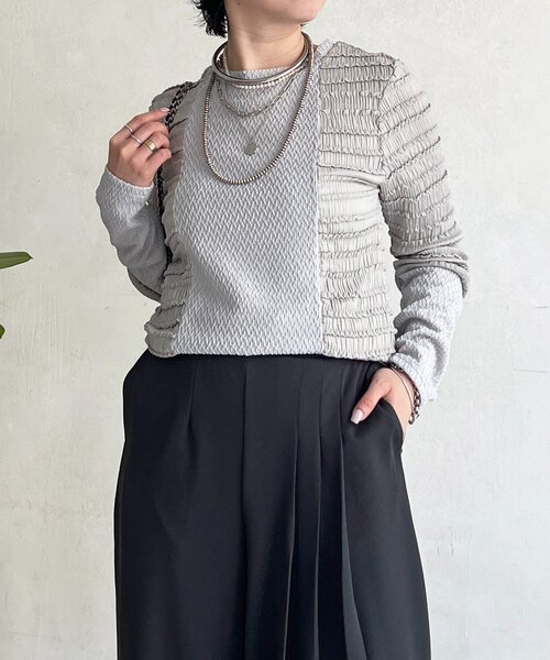 un dix cors（アンディコール）の「シュリンクカットソー（Tシャツ/カットソー・レディース・ブラック/オフホワイト/グレー・FREE）」の20枚目の写真