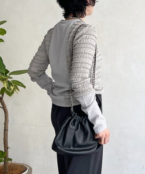 un dix cors（アンディコール）の「シュリンクカットソー（Tシャツ/カットソー・レディース・ブラック/オフホワイト/グレー・FREE）」の21枚目の写真