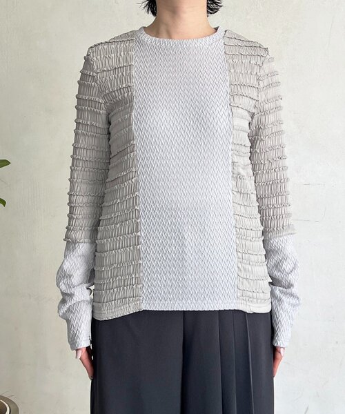 un dix cors（アンディコール）の「シュリンクカットソー（Tシャツ/カットソー・レディース・ブラック/オフホワイト/グレー・FREE）」の6枚目の写真