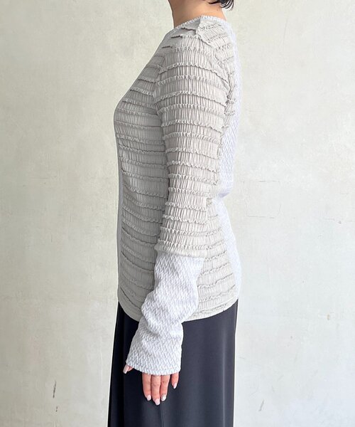 un dix cors（アンディコール）の「シュリンクカットソー（Tシャツ/カットソー・レディース・ブラック/オフホワイト/グレー・FREE）」の7枚目の写真