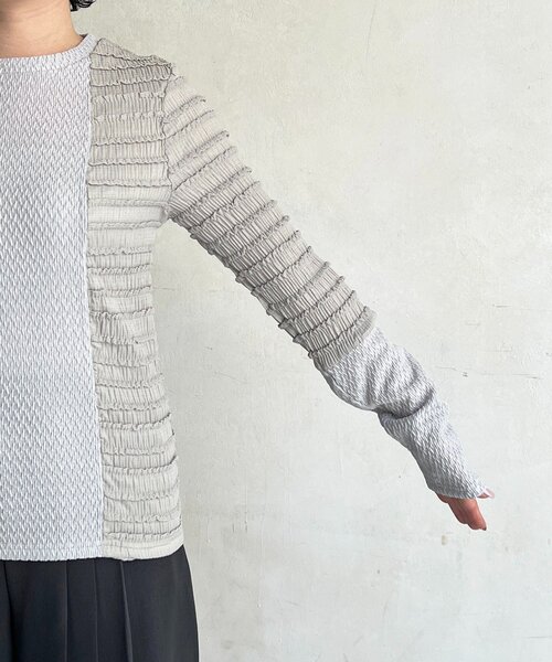 un dix cors（アンディコール）の「シュリンクカットソー（Tシャツ/カットソー・レディース・ブラック/オフホワイト/グレー・FREE）」の9枚目の写真