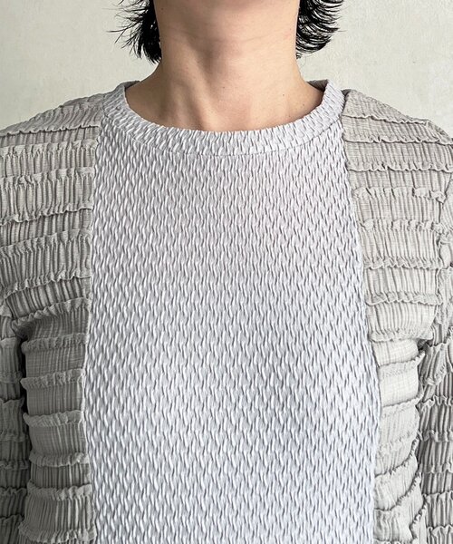 un dix cors（アンディコール）の「シュリンクカットソー（Tシャツ/カットソー・レディース・ブラック/オフホワイト/グレー・FREE）」の10枚目の写真