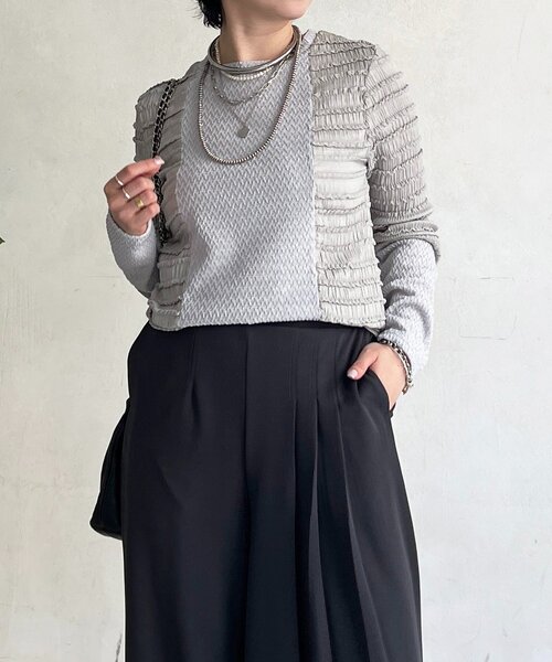 un dix cors（アンディコール）の「シュリンクカットソー（Tシャツ/カットソー・レディース・ブラック/オフホワイト/グレー・FREE）」の11枚目の写真