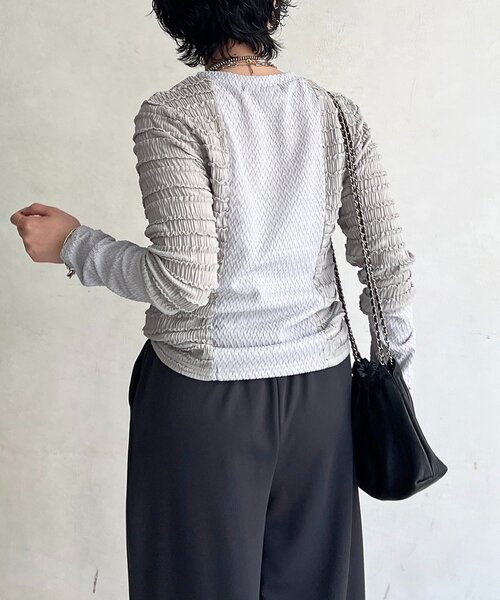 un dix cors（アンディコール）の「シュリンクカットソー（Tシャツ/カットソー・レディース・ブラック/オフホワイト/グレー・FREE）」の12枚目の写真