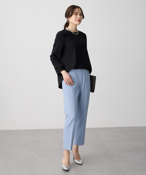 A/C DESIGN BY ALPHA CUBIC(エーシーデザインバイアルファキュービック)の「ストレッチジョーゼットタックブラウス【接触冷感・UVカット・吸水速乾・セットアップ対応】(シャツ/ブラウス・レディース・ベージュ/ブラック・9号/11号/13号)」の18枚目の写真