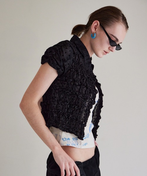 MAISON SPECIAL(メゾンスペシャル)の「【PRE-ORDER】Shirring French Sleeve Shirt/シャーリングフレンチスリーブシャツ(シャツ/ブラウス・レディース・ホワイト/ブラック/マルチ・FREE)」の17枚目の写真