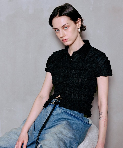 MAISON SPECIAL(メゾンスペシャル)の「【PRE-ORDER】Shirring French Sleeve Shirt/シャーリングフレンチスリーブシャツ(シャツ/ブラウス・レディース・ホワイト/ブラック/マルチ・FREE)」の20枚目の写真